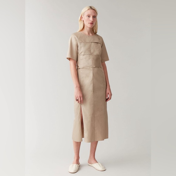 COS Cotton Dress With Woven Panels - Picture 1 of 9